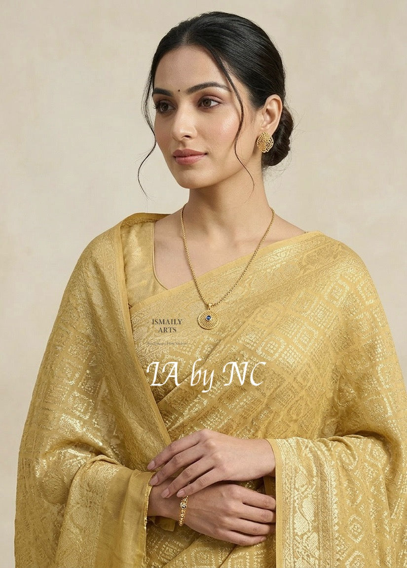 Beige Banarasi Pure Khaddi Georgette Saree