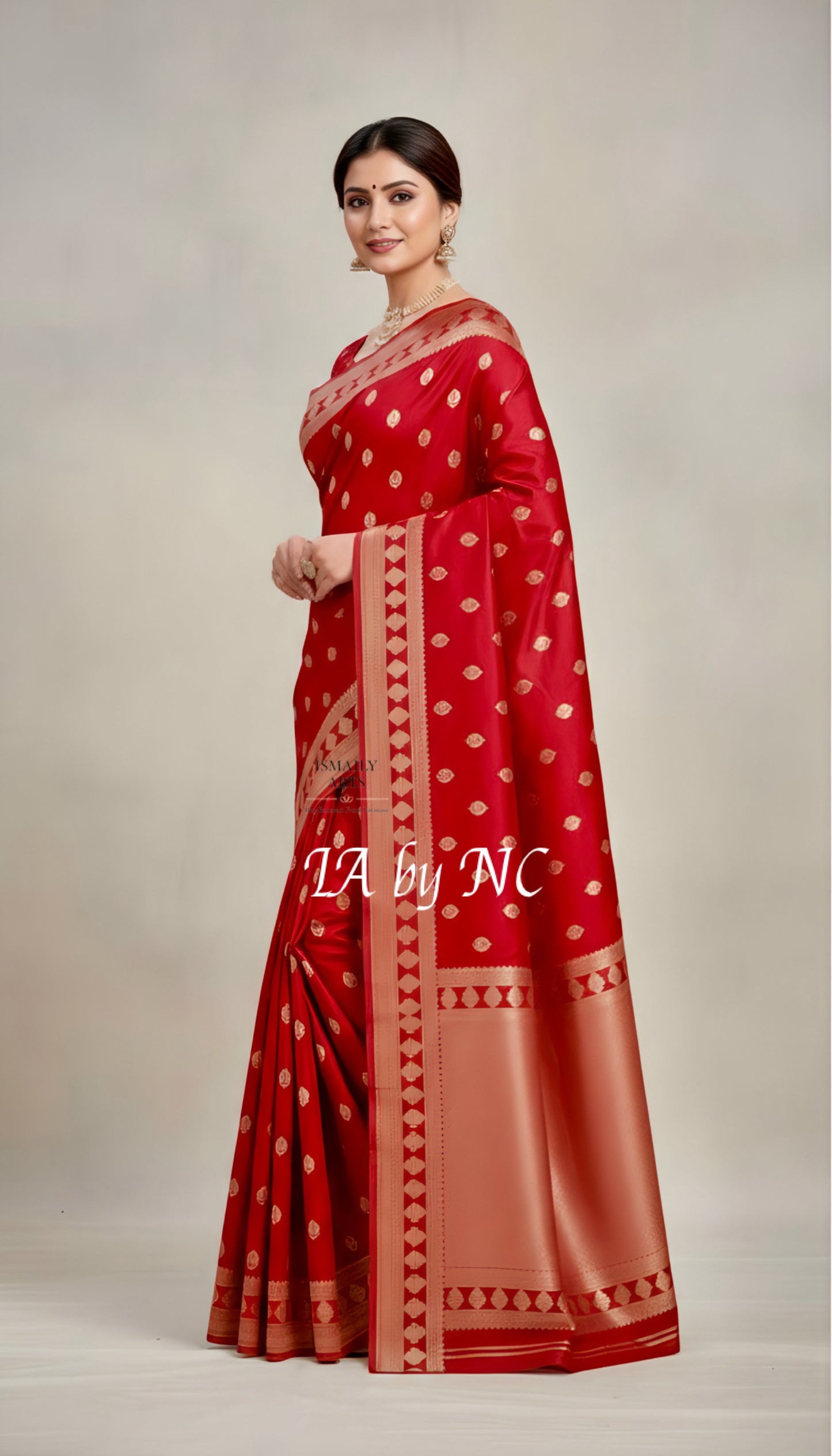 Crimson Banarasi Mashru Katan Silk Saree