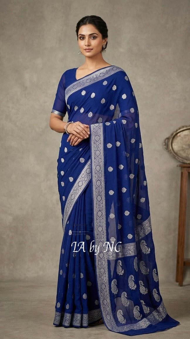 Space Banarasi Pure Khaddi Georgette Kadwa Saree