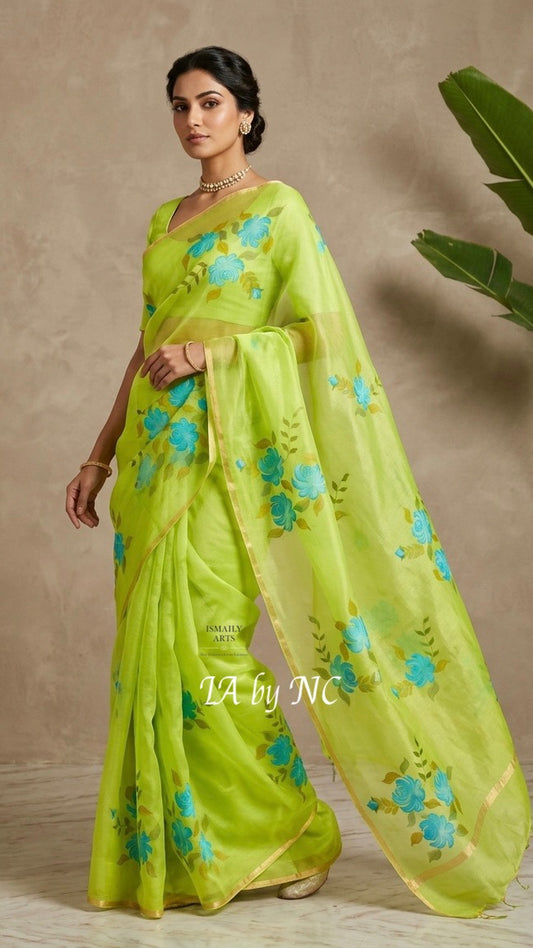 Pear Banarasi Pure Kora Organza Saree