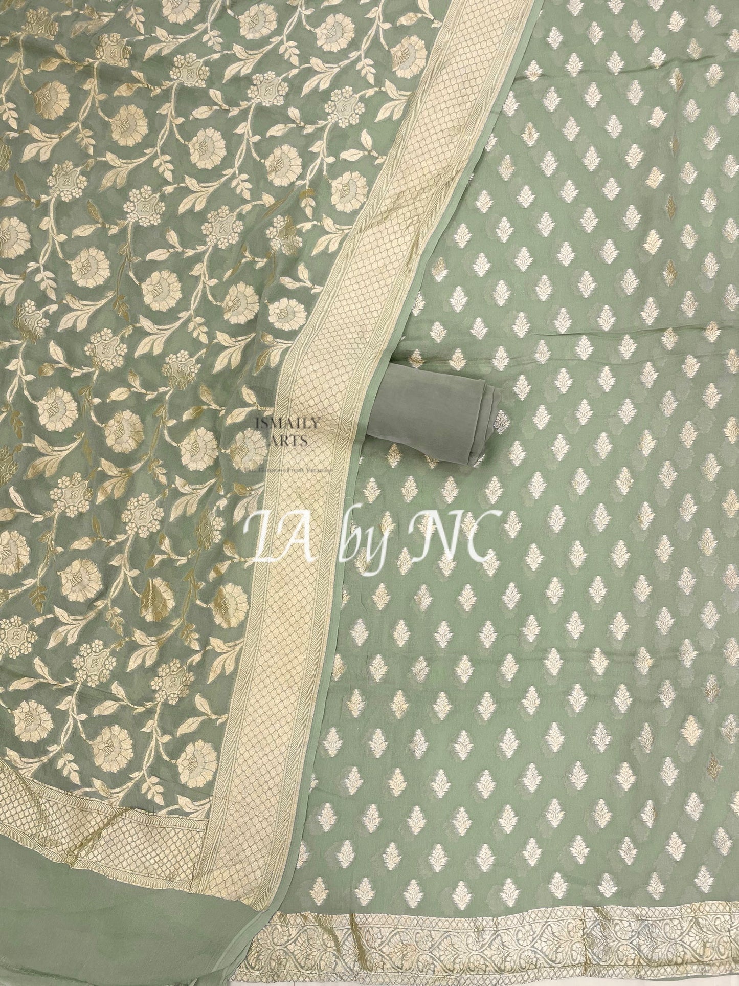 Sage Banarasi Pure Khaddi Georgette Suit Dupatta