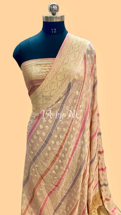 Smoky Salmon Banarasi Pure Khaddi Georgette Saree