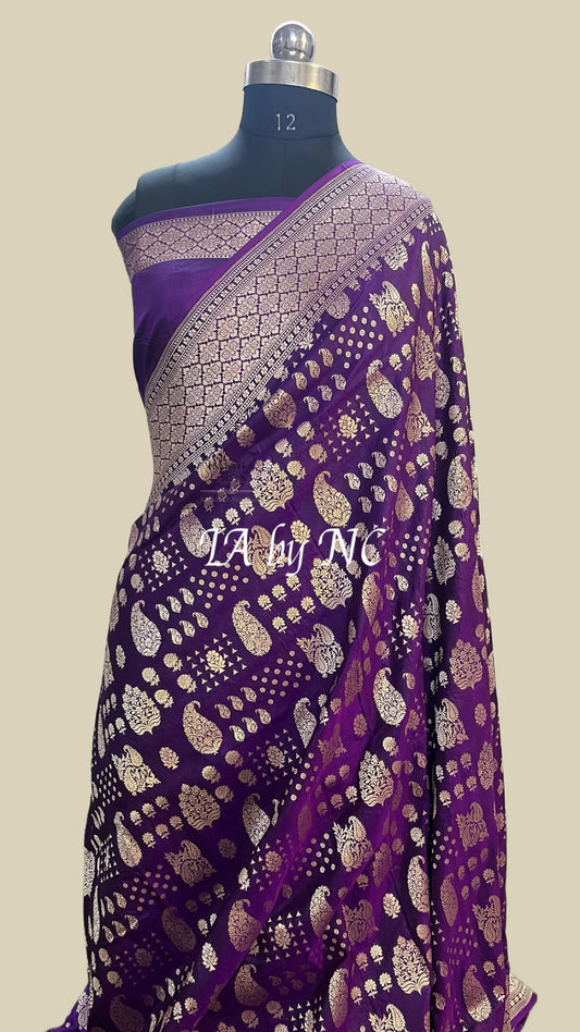 Grape Banarasi Pure Katan Silk Pattu Saree