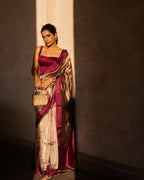 Barn Banarasi Pure Tissue Silk Saree - Satin Border