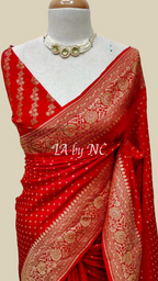 Crimson Banarasi Pure Khaddi Crepe Georgette Saree