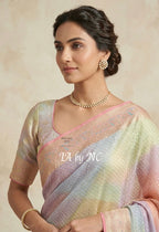 Salmon Banarasi Pure Khaddi Georgette Saree
