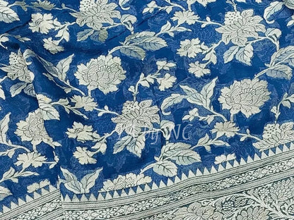 Teal Banarasi Pure Khaddi Georgette Saree