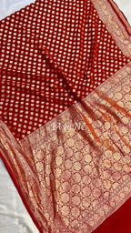 Crimson Banarasi Pure Khaddi Georgette Saree