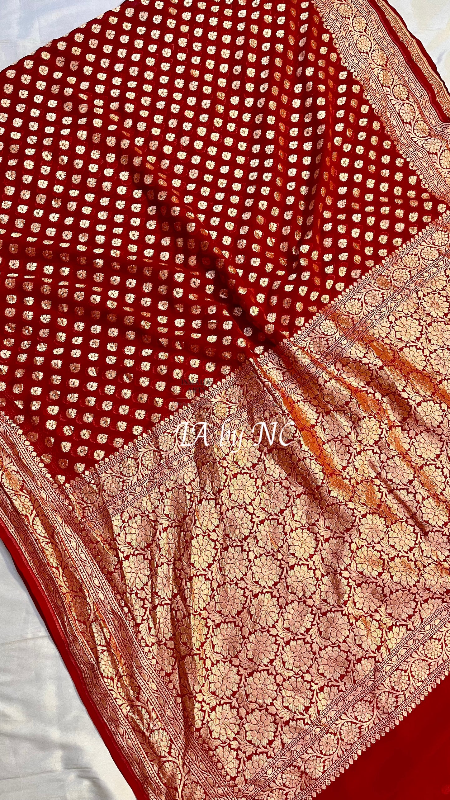 Crimson Banarasi Pure Khaddi Georgette Saree
