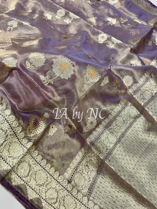 Byzantine Banarasi Pure Tissue Silk Kadwa Meenakari Saree