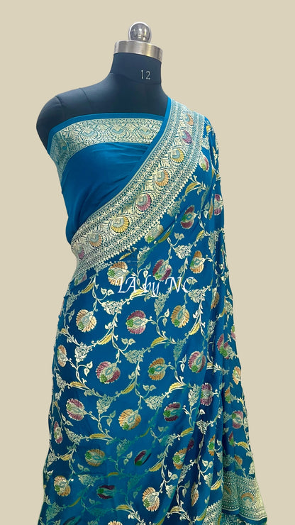 Sapphire Banarasi Pure Khaddi Georgette Saree