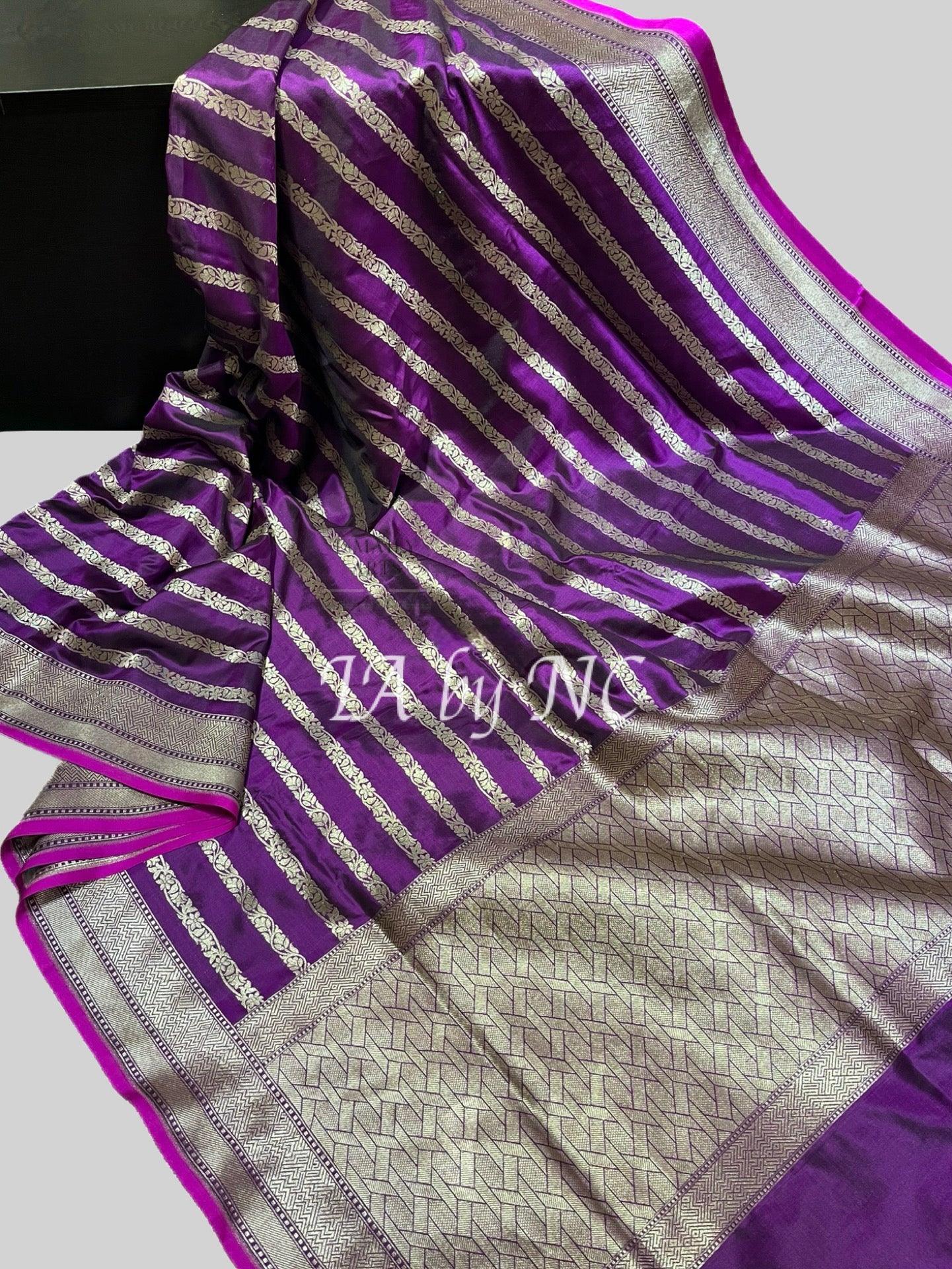 Grape Banarasi Pure Katan Silk Pattu Saree