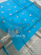 Sky Banarasi Pure Kora Silk Kadwa Saree