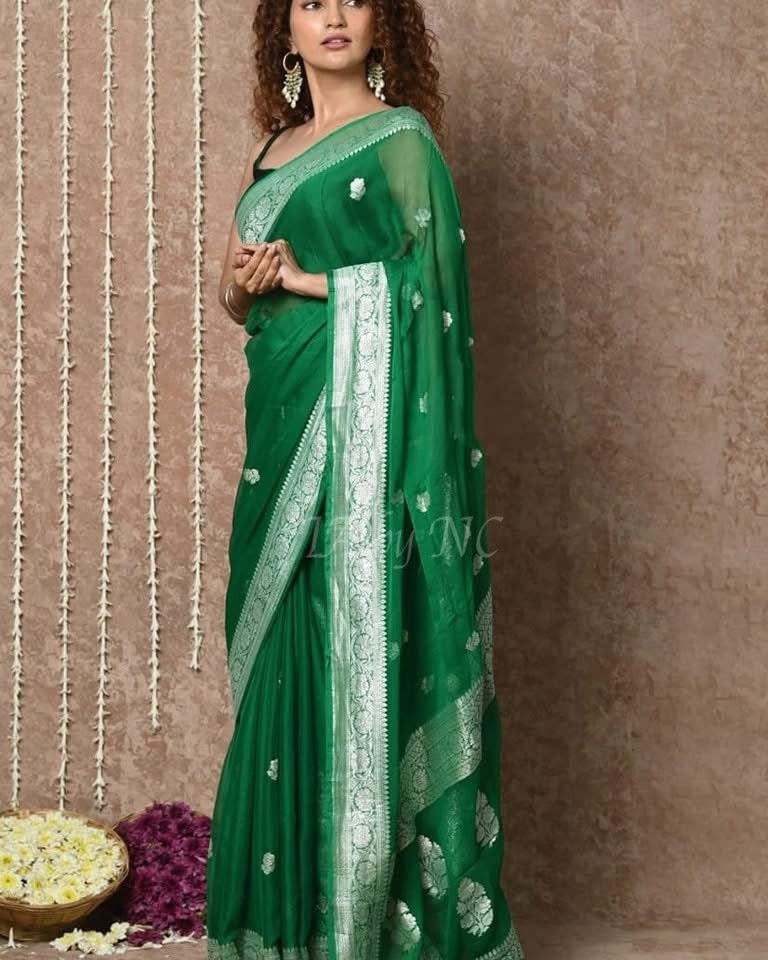Forest Banarasi Pure Khaddi Georgette Kadwa Saree