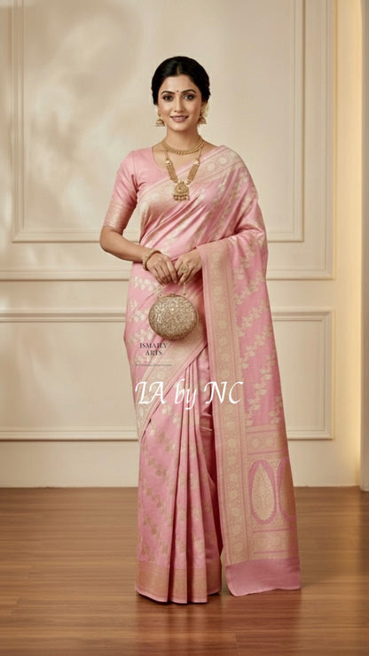 Flamingo Banarasi Mashru Katan Silk Saree
