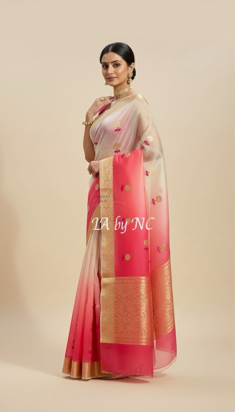 Punch Banarasi Pure Kora Silk Kadwa Saree