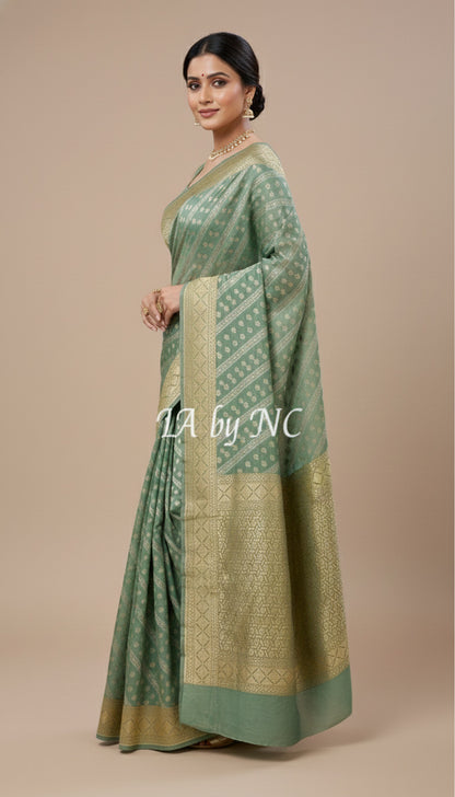 Turquoise Banarasi Pure Khaddi Georgette Saree