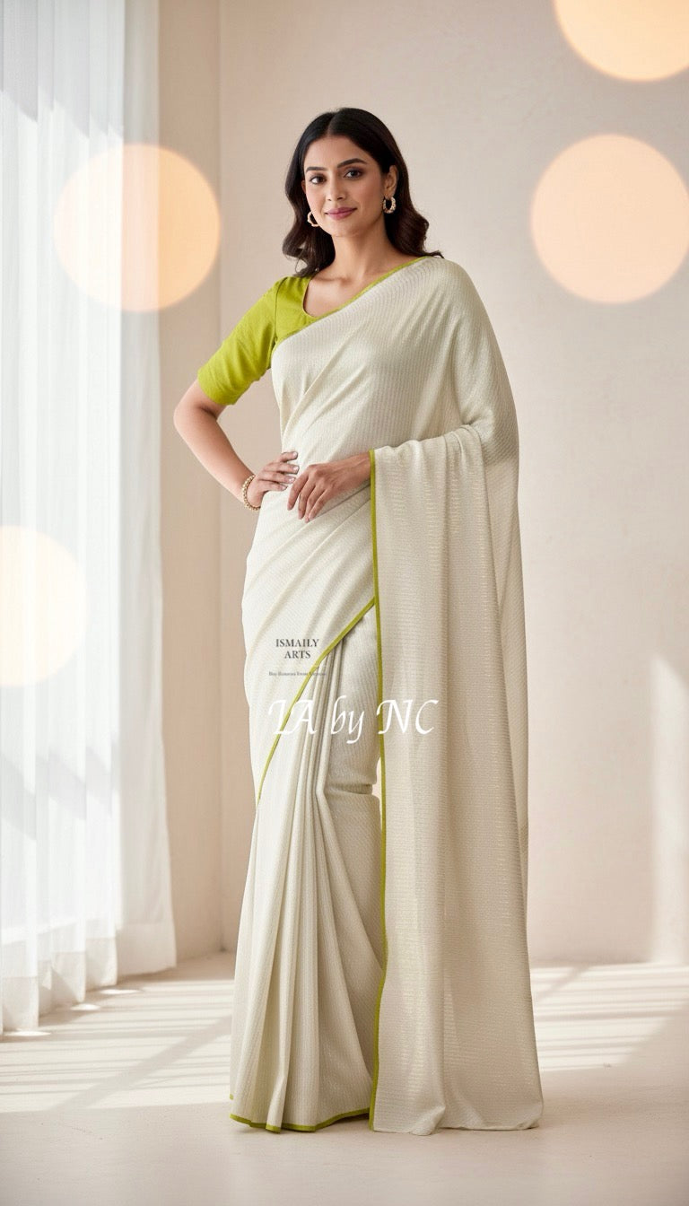 Offwhite Banarasi Pure Khaddi Georgette Saree