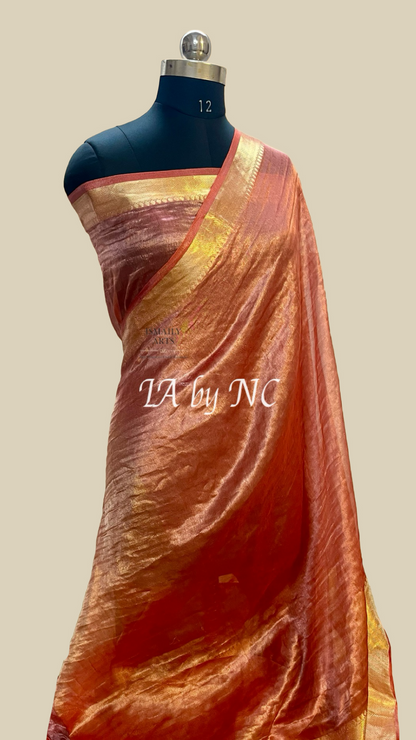 Scarlet Banarasi Pure Tissue Silk Saree