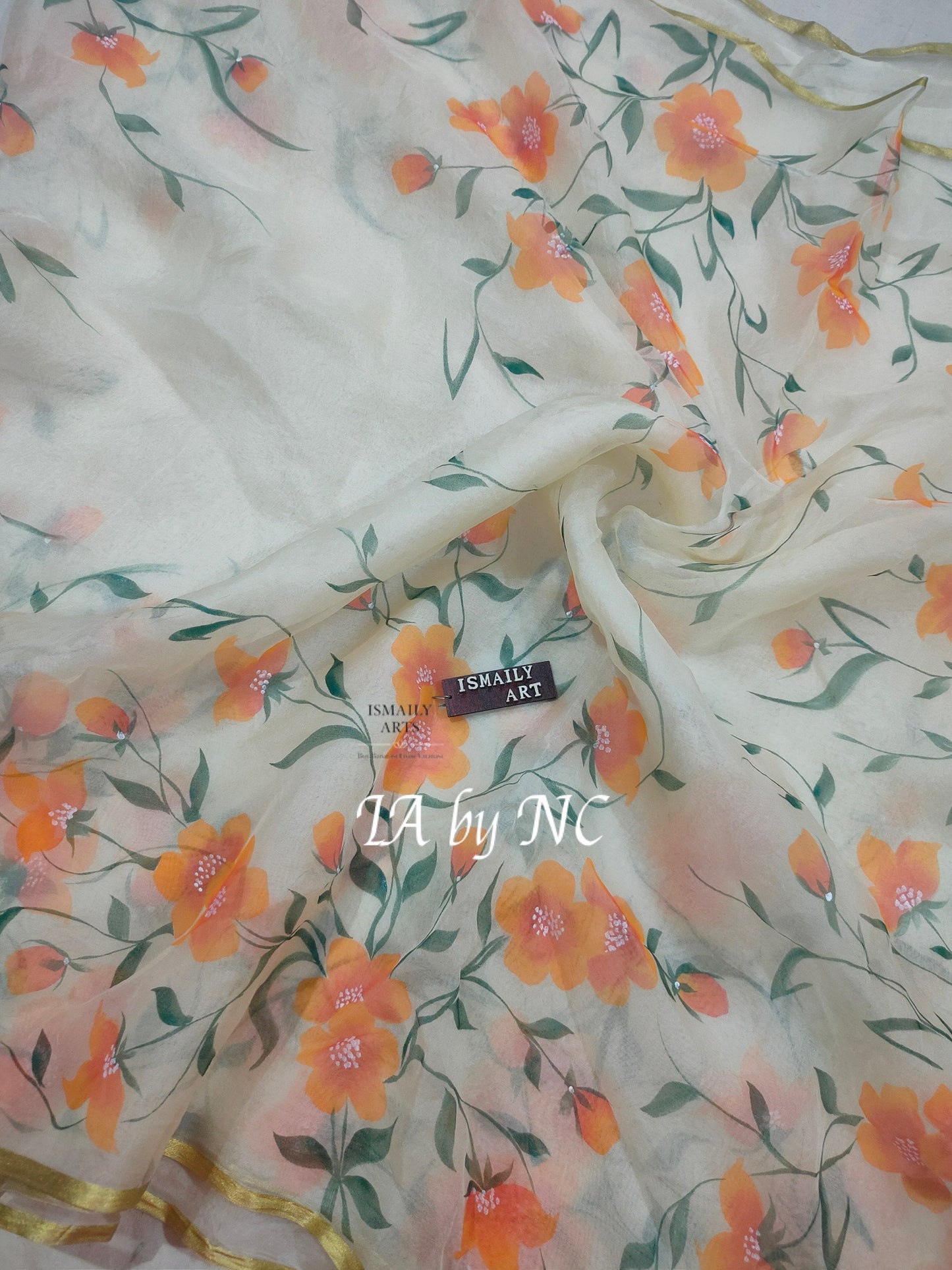 Beige Banarasi Pure Kora Organza Saree