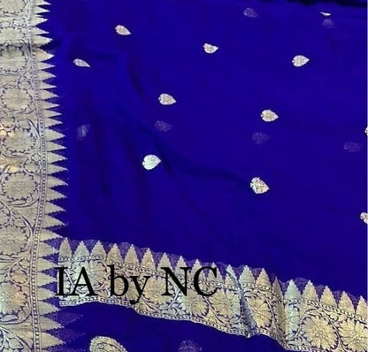 Royal Banarasi Pure Khaddi Georgette Kadwa Saree