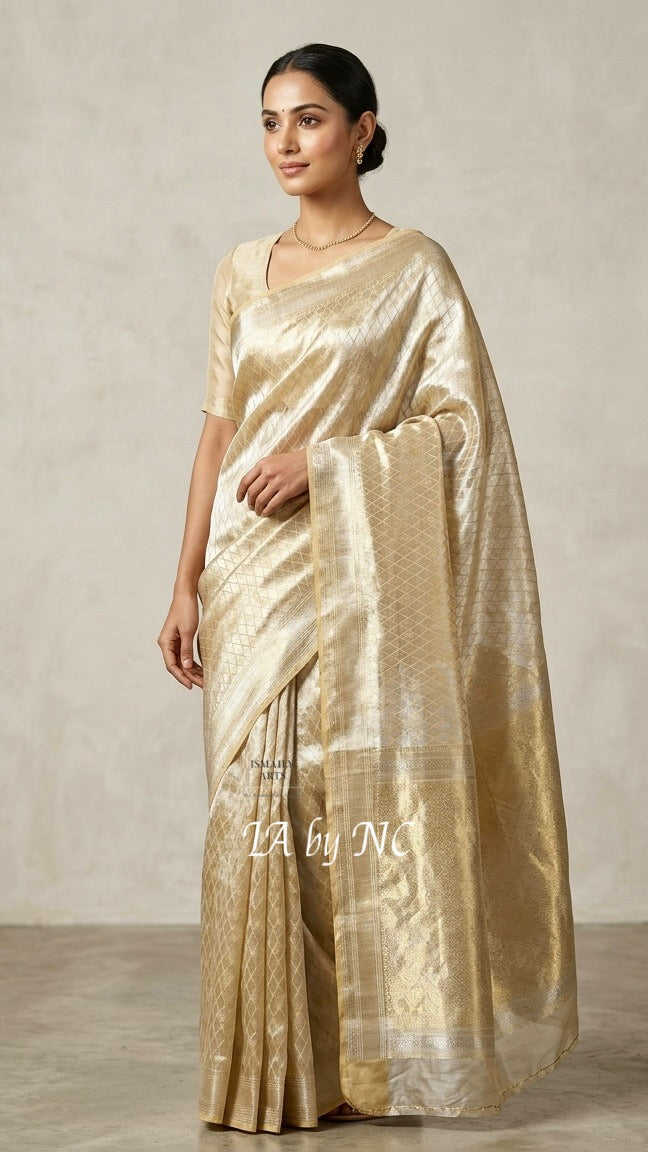 Goldenrod Banarasi Pure Tissue Silk Brocade Saree