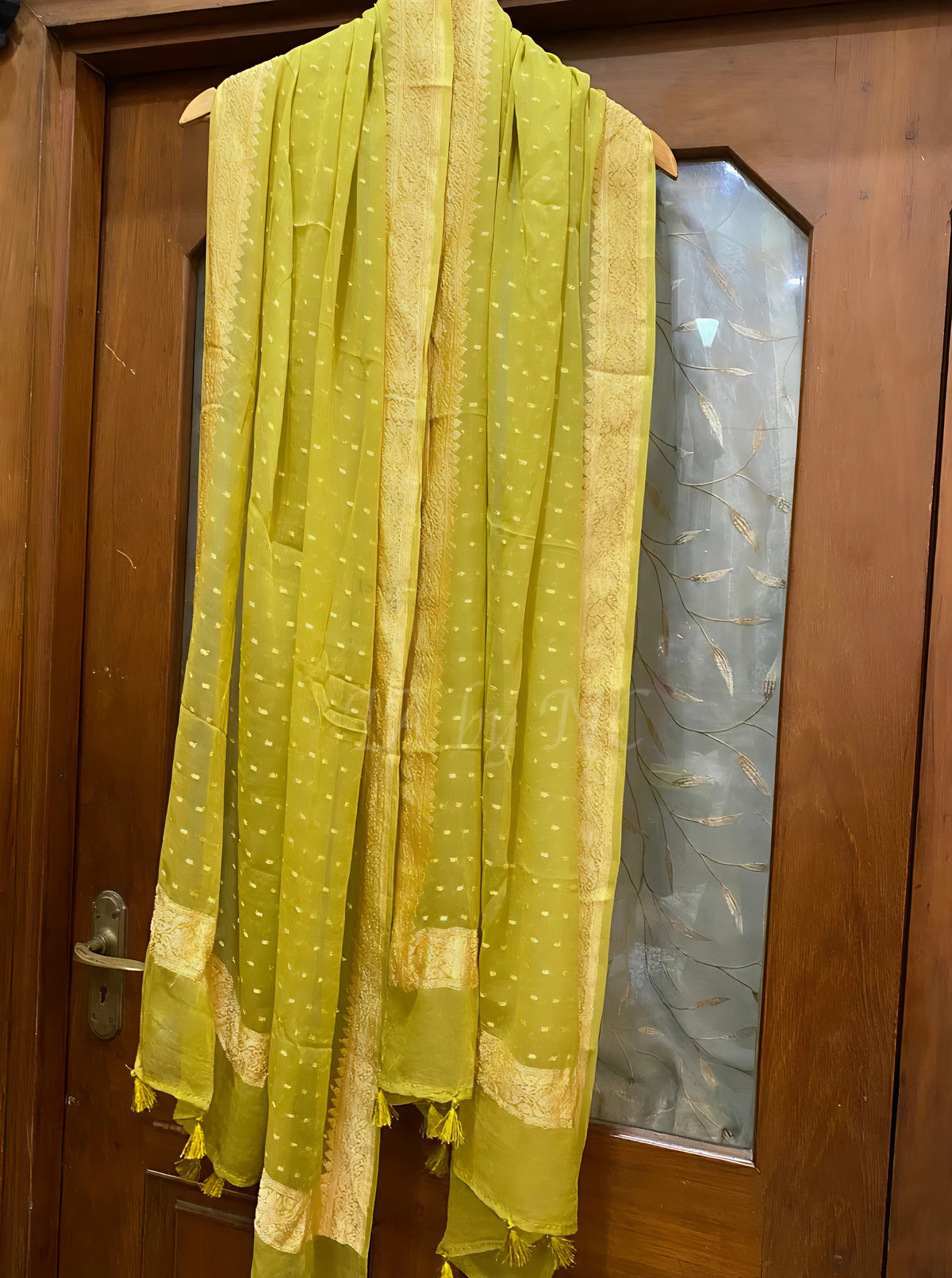 Olive Banarasi Pure Khaddi Georgette Dupatta