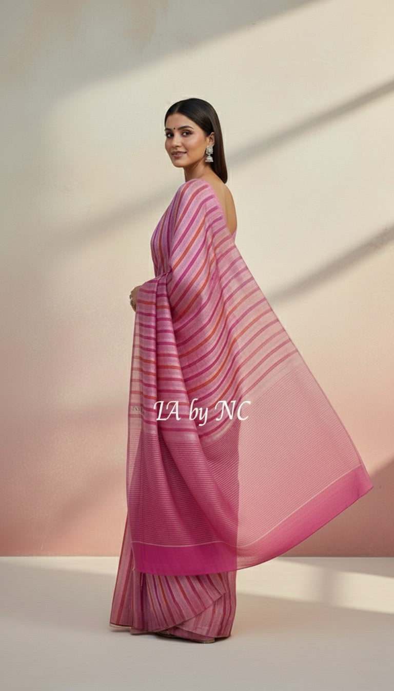 Pink Banarasi Pure Munga Silk Rangkat Saree