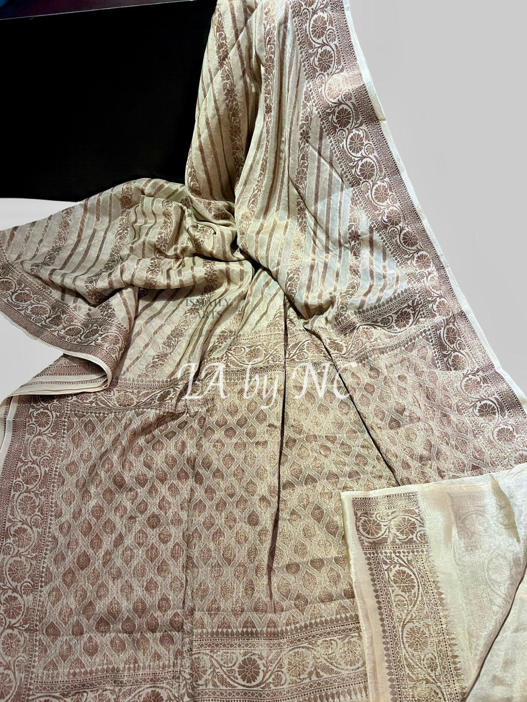 Beige Banarasi Pure Chiffon Georgette Saree