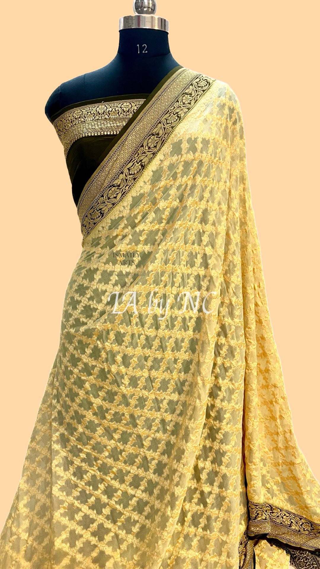 Beige Banarasi Pure Khaddi Georgette Saree