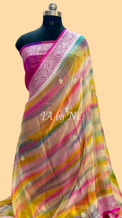 Rani Banarasi Pure Khaddi Georgette Kadwa Saree