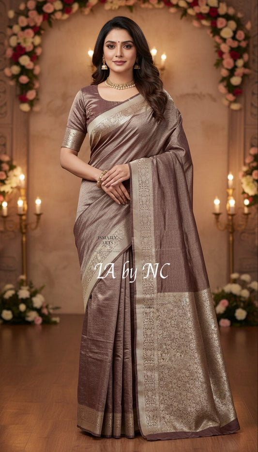 Banarasi Blend Tissue Silk Crushed Saree