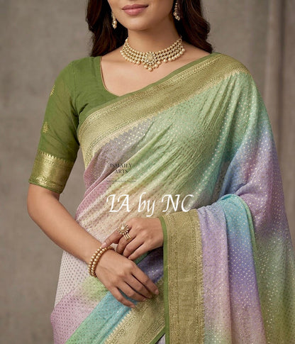 Moss Banarasi Pure Khaddi Georgette Saree