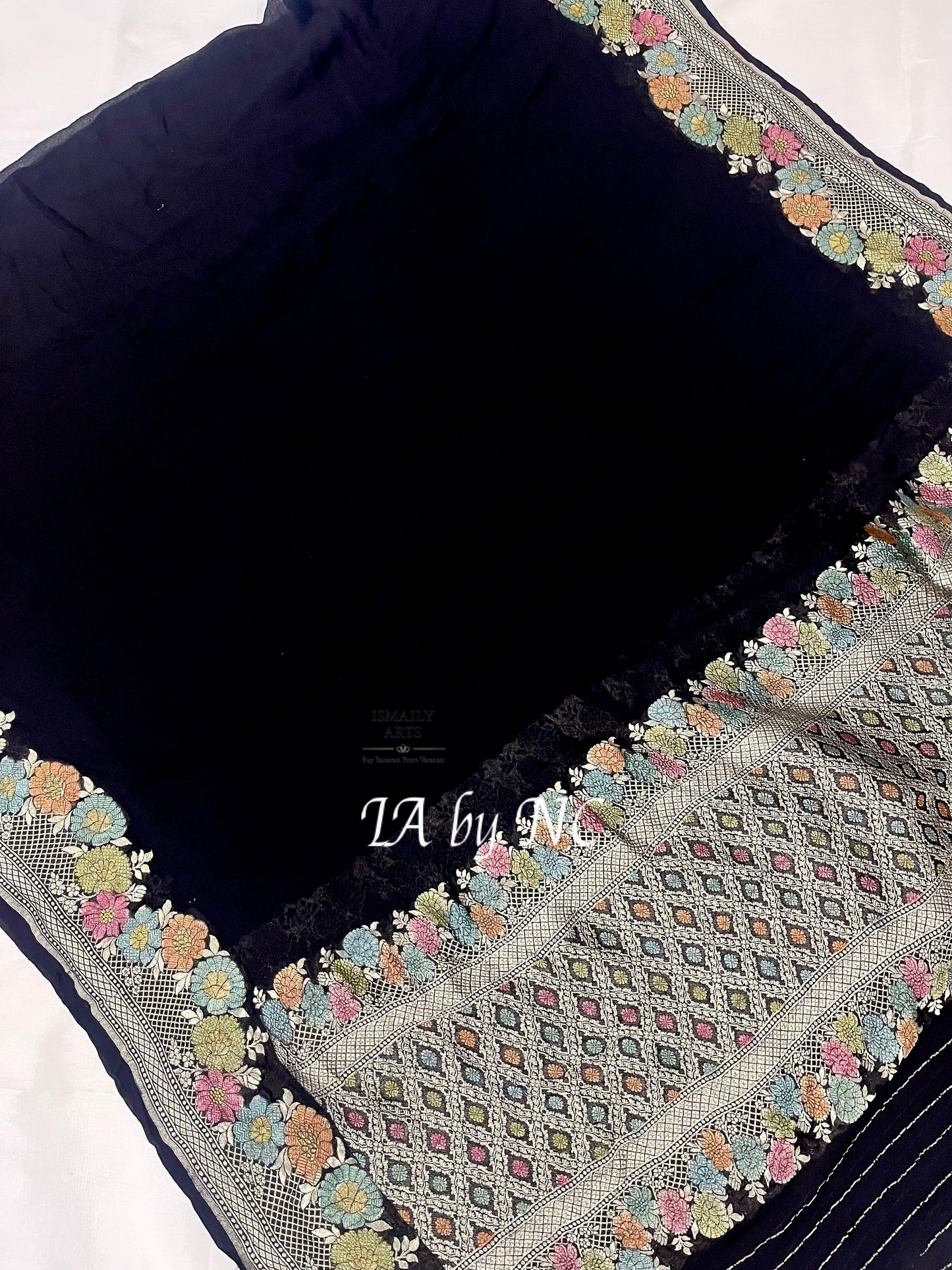 Black Banarasi Pure Khaddi Georgette Dupatta