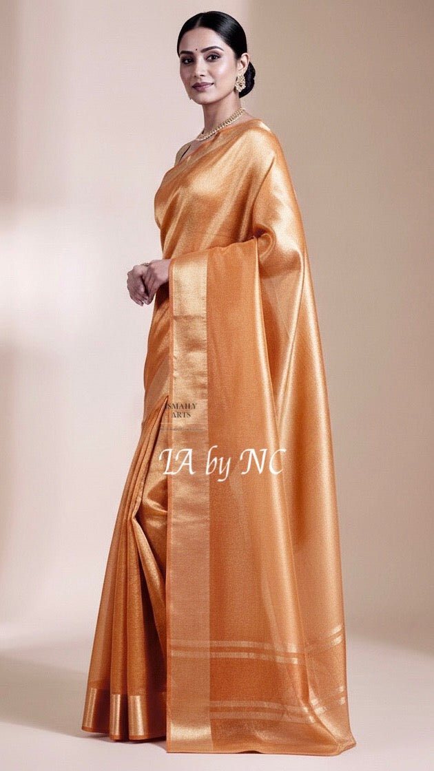 Rusty Banarasi Pure Tissue Silk Saree