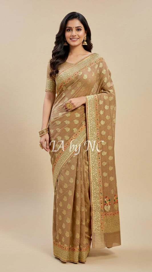 Tortilla Banarasi Pure Khaddi Georgette Saree