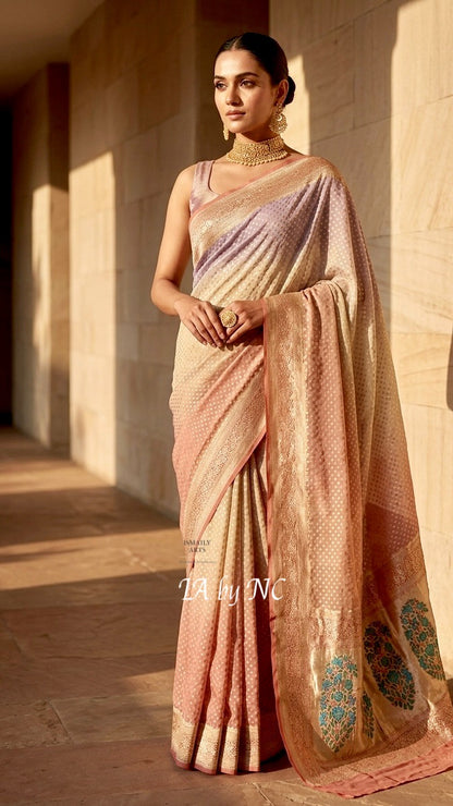 French Banarasi Pure Khaddi Georgette Saree