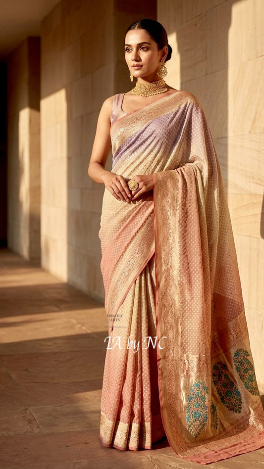 French Banarasi Pure Khaddi Georgette Saree