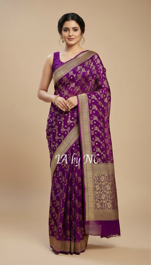 Lollipop Banarasi Pure Khaddi Georgette Saree