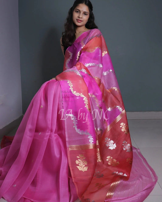 Mulberry Banarasi Pure Kora Silk Kadwa Saree
