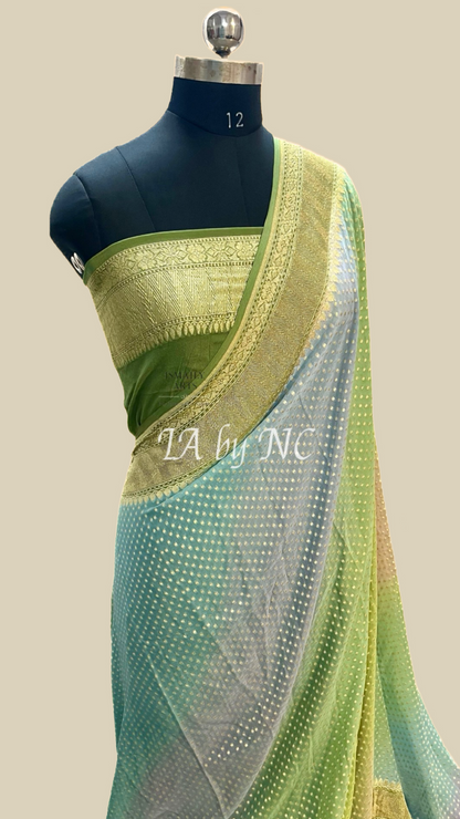 Moss Banarasi Pure Khaddi Georgette Saree