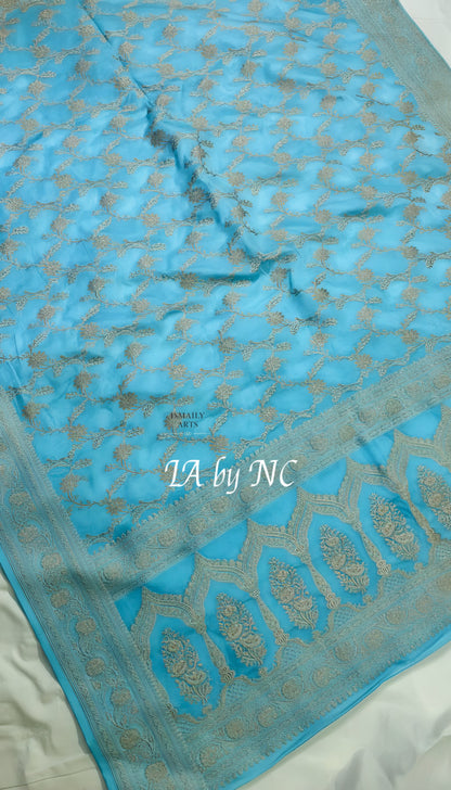 Sky Banarasi Mashru Katan Silk Saree