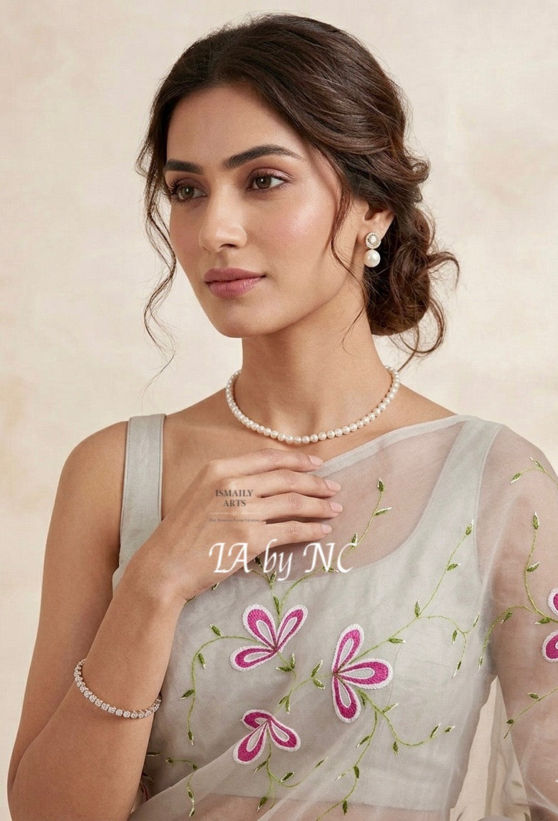 Pearl Banarasi Pure Kora Organza Saree