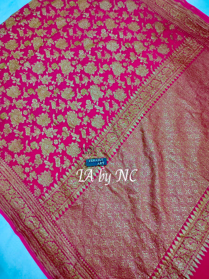 Rani Banarasi Pure Khaddi Georgette Saree