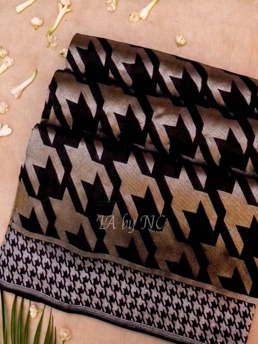 Black Banarasi Pure Khaddi Georgette Saree