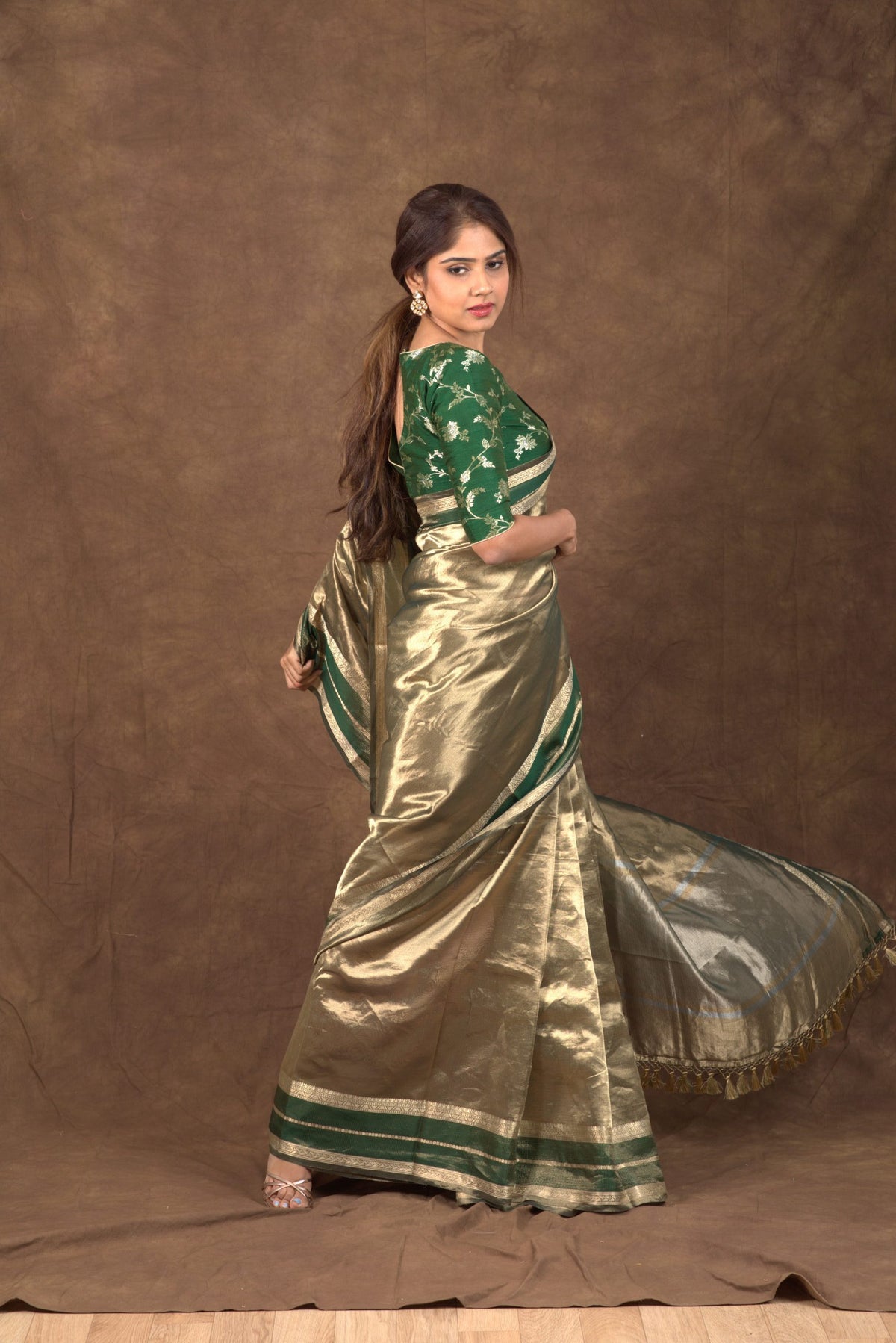 Sacramento Banarasi Pure Tissue Silk Saree - Double Katan Border