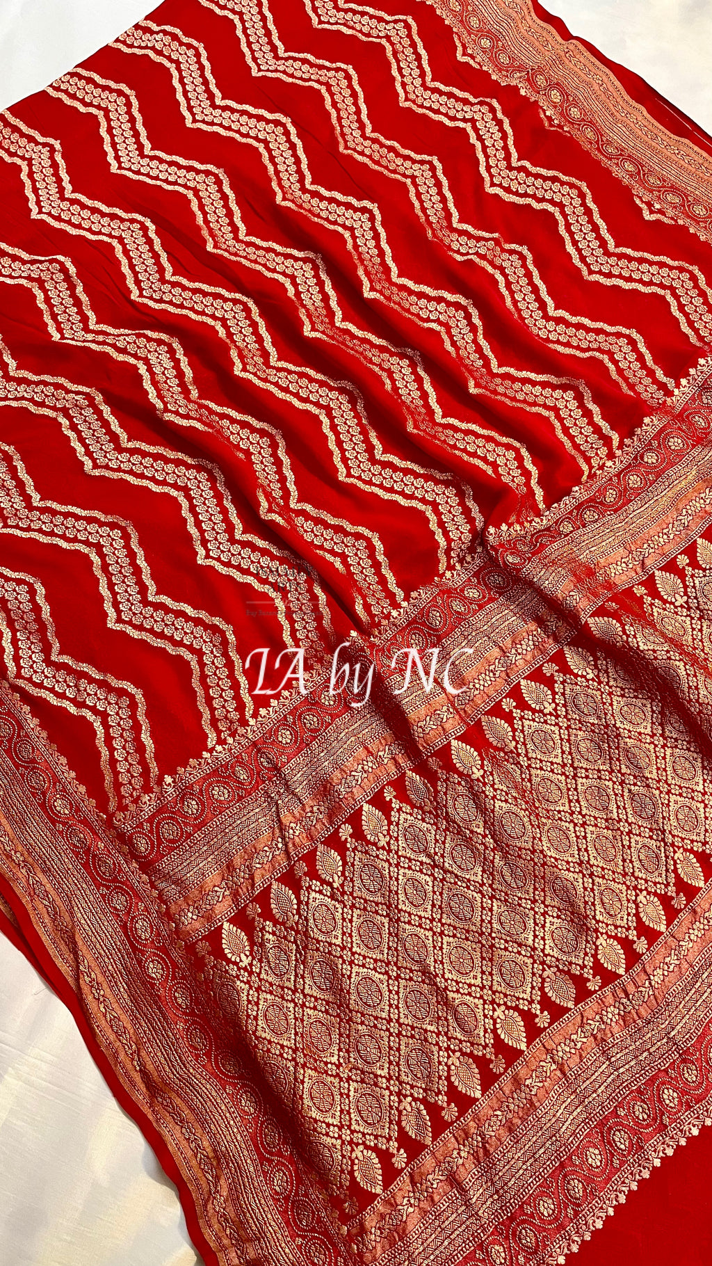 Crimson Banarasi Pure Khaddi Georgette Saree