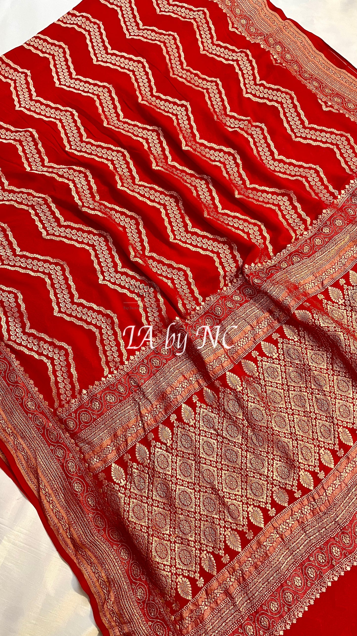 Crimson Banarasi Pure Khaddi Georgette Saree