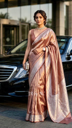 Burgundy Banarasi Pure Tissue Silk Saree