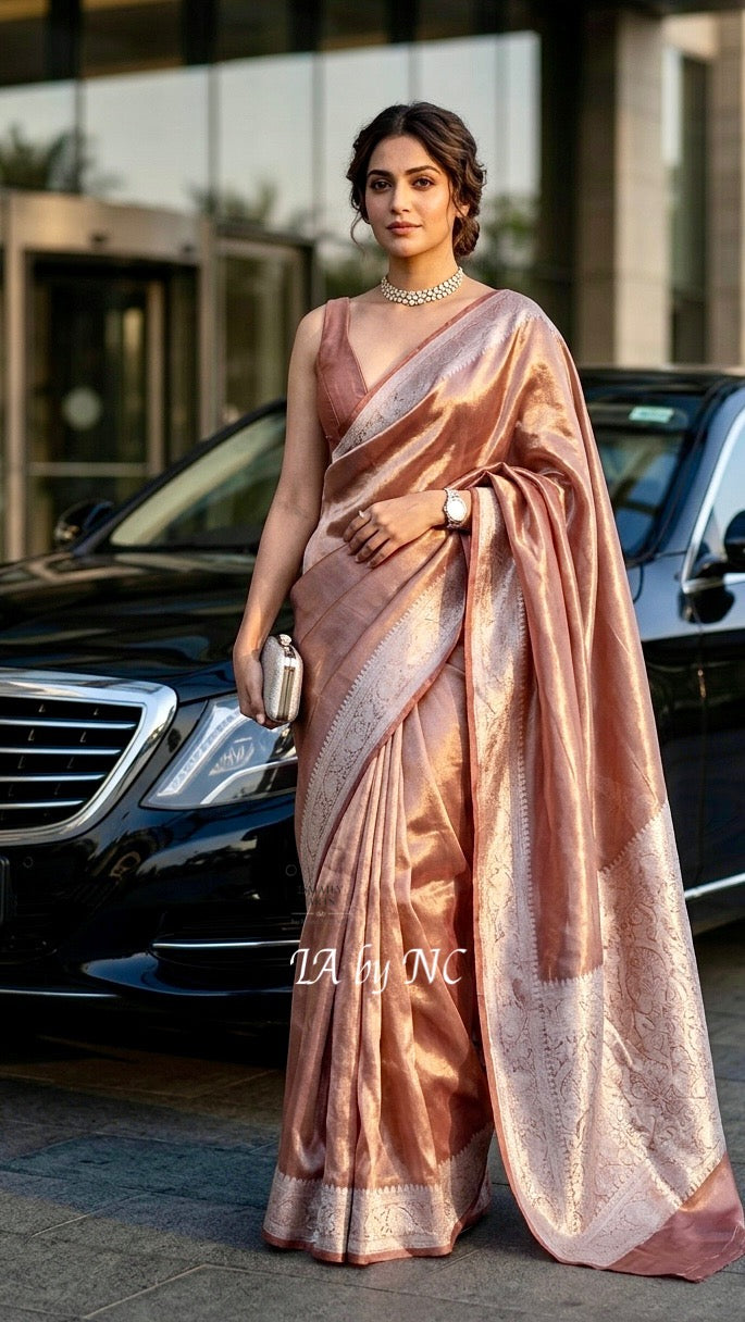 Burgundy Banarasi Pure Tissue Silk Saree